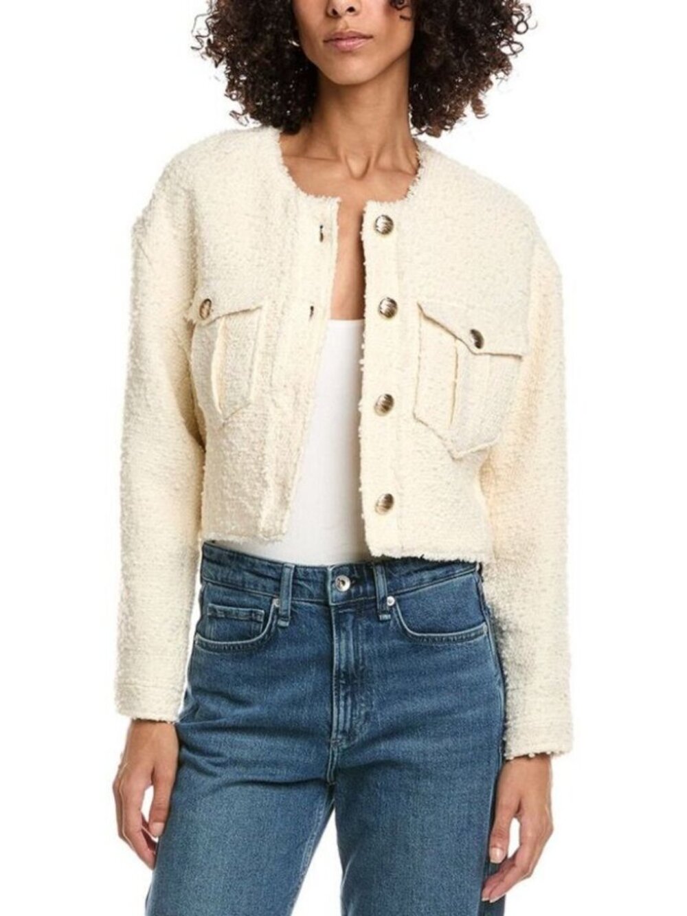 NWT Generation Love Emille Cream (Item- 310) Wool Blend Tweed Bomber Jacket XS